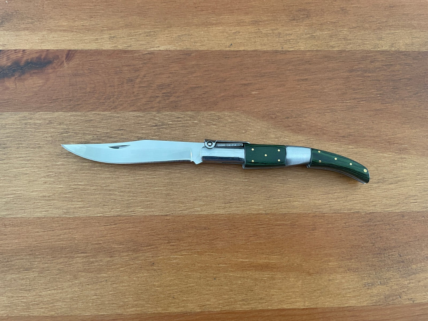 3.14" Arabian Folding Pocket Knife Green Wood Scales Navaja Handcrafted in Spain