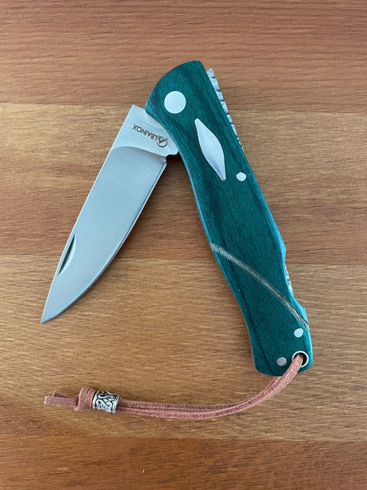 3.15" Stainless Steel Spanish Navaja Pocket Knife Green Stamina Wood Scales