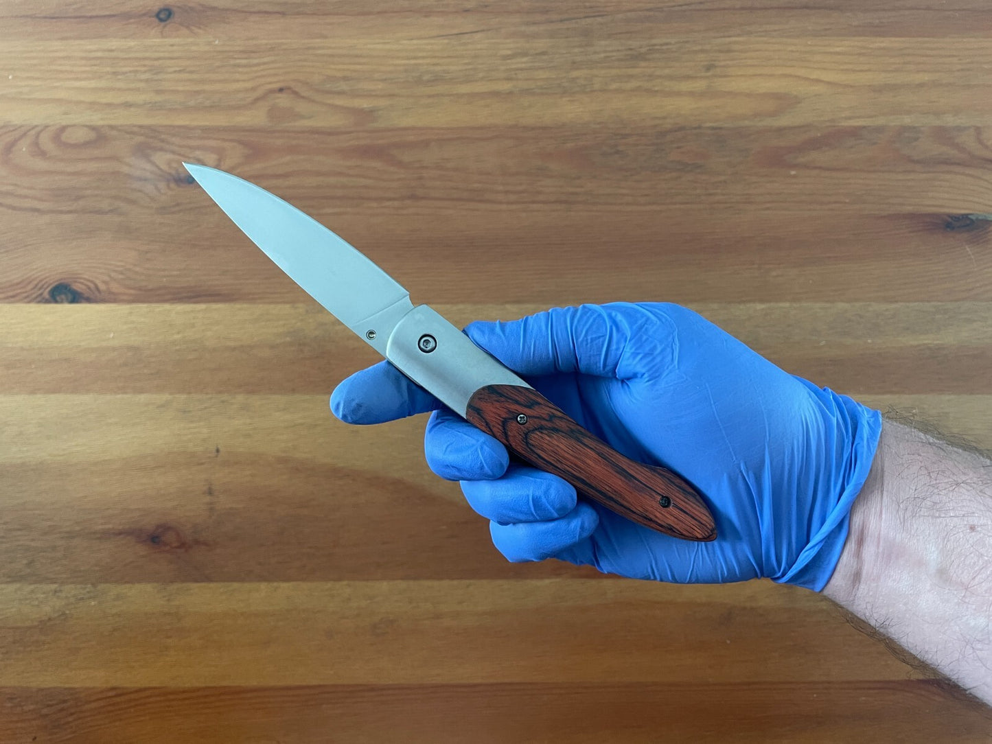 3.5" Stainless Steel Satin Blade Folding Pocket Knife Steel and Wood Handle