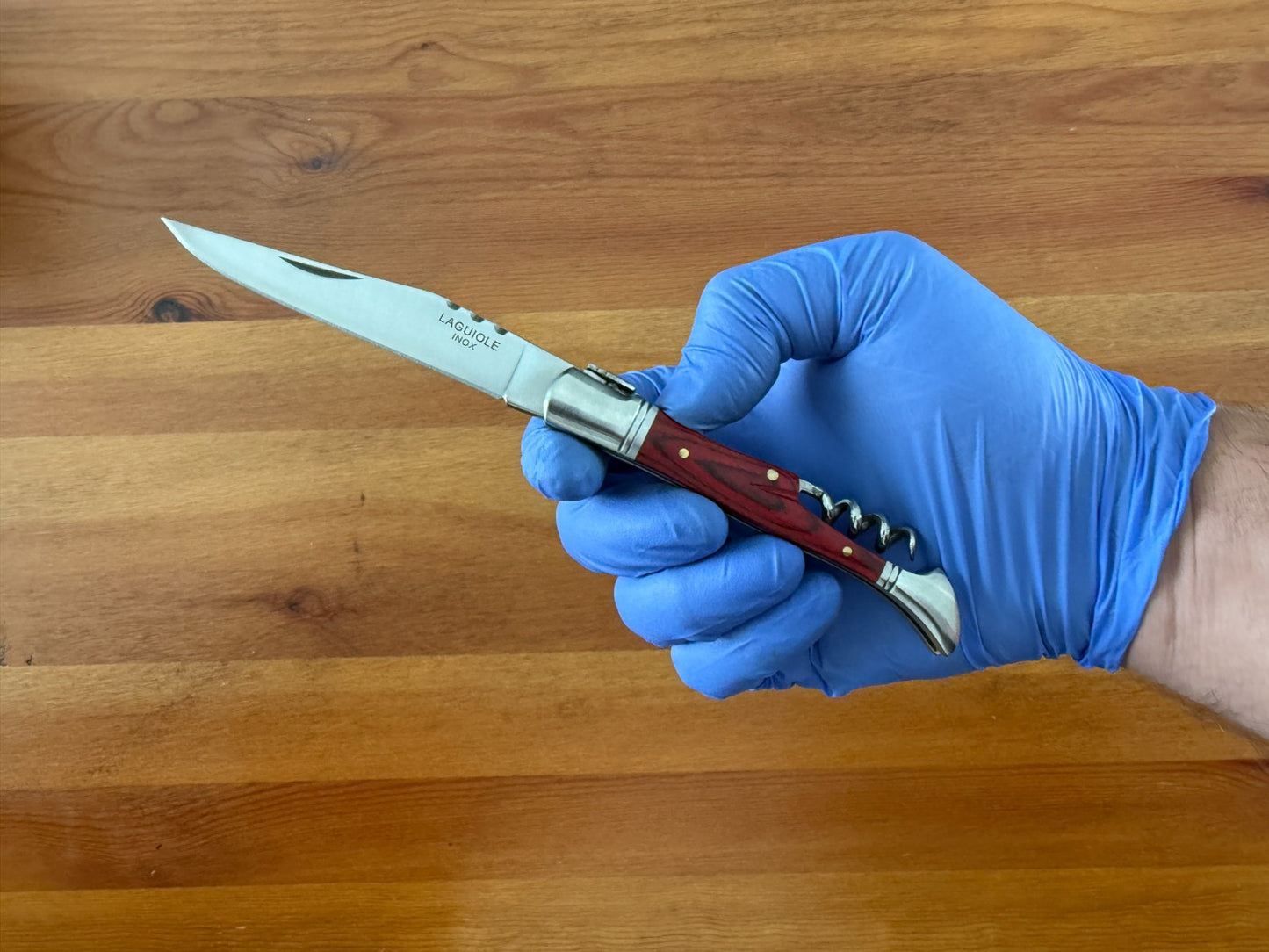 3.34” Stainless Steel Blade Navaja Laguiole Inox Pocket Knife Red Wood Scales