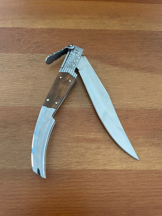 4.3" Arabian Style Navaja with Ratchet Pocket Knife Olive Wood Scales From Spain