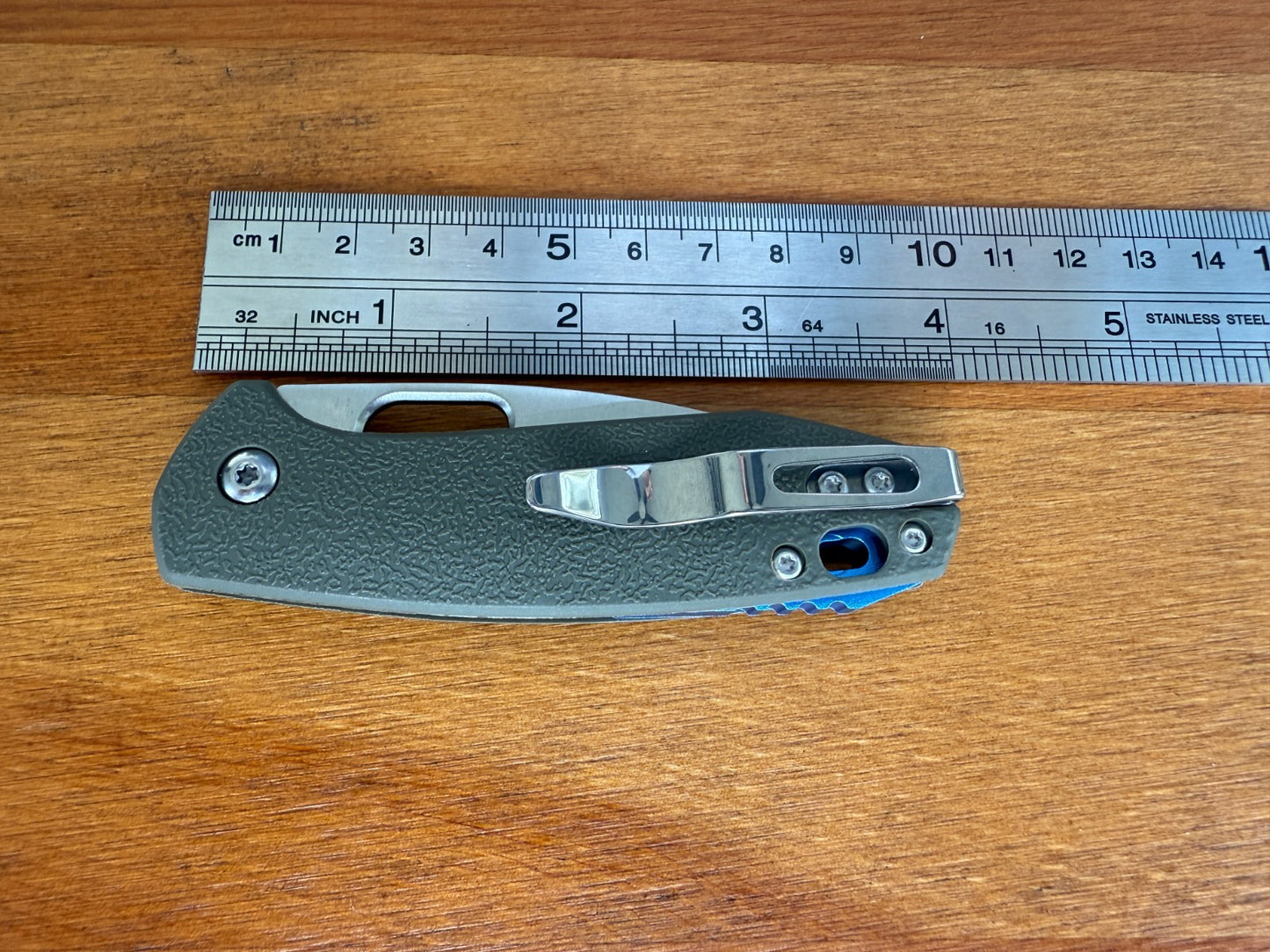 2.5" Stainless Steel Pocket Knife Fiberglass Handle Pocket Clip Green Spain