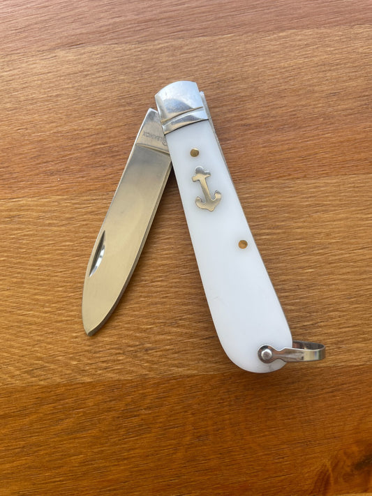 3" Pocket Knife Needle Point White ABS Handle Sailor / Marinera Navaja Spain