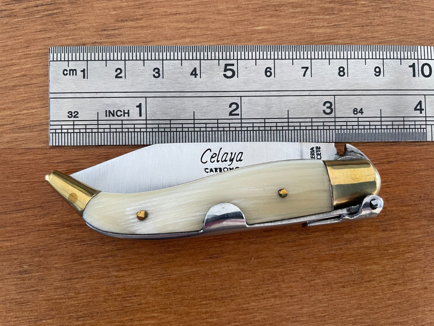 2.5” Celaya Spanish Navaja Teja Albacete Pocket Knife Bullhorn Scales