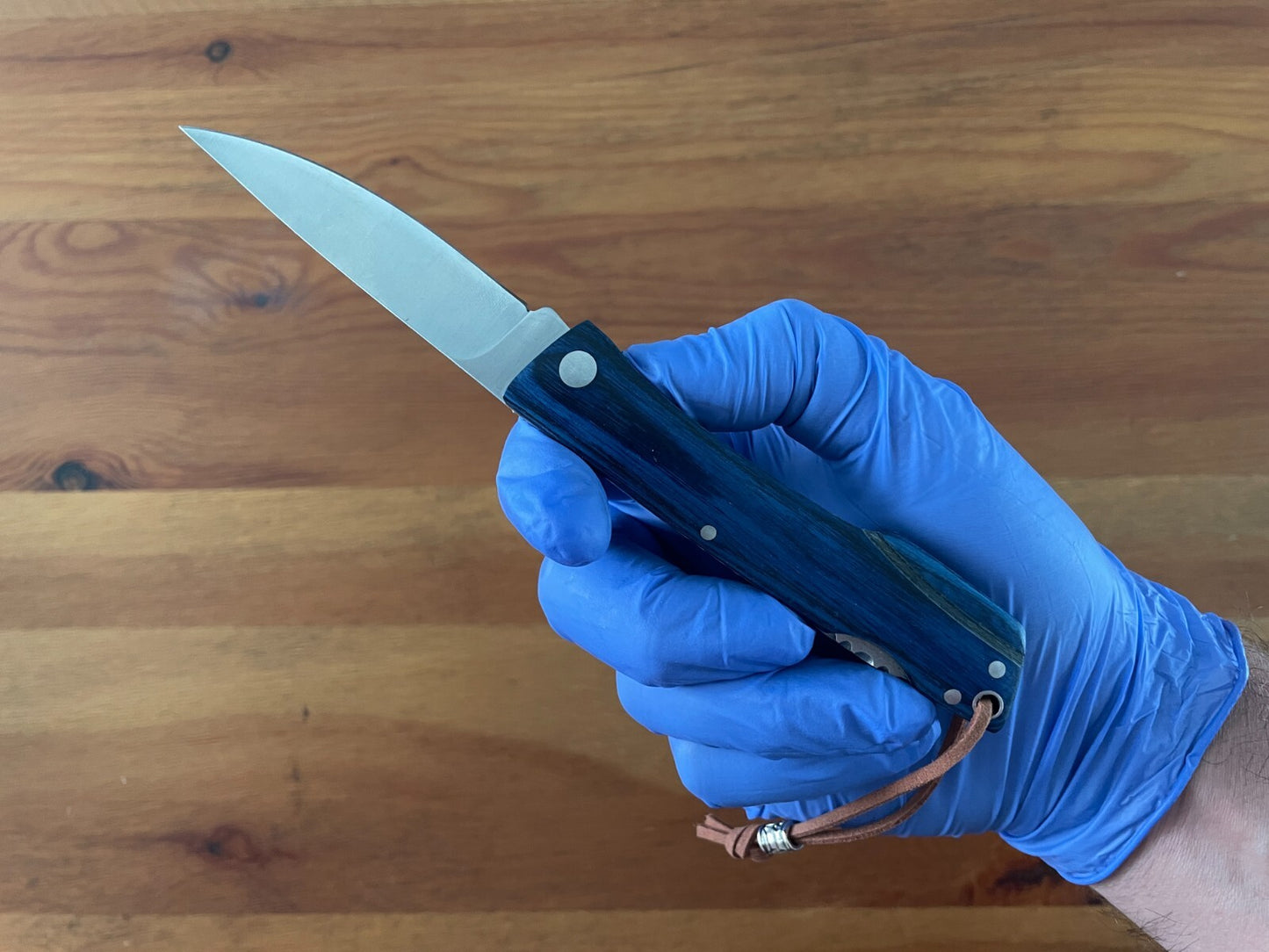 3.15" Stainless Steel Spanish Navaja Pocket Knife Blue Stamina Wood Scales