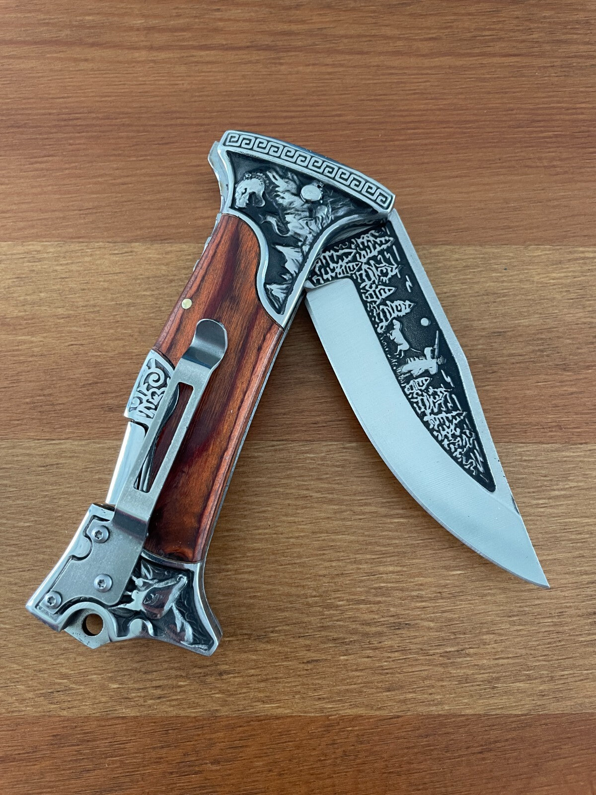 3.9" Stainless Steel Folding Knife Hunter Heavy Duty Navaja Lock Back Belt Clip