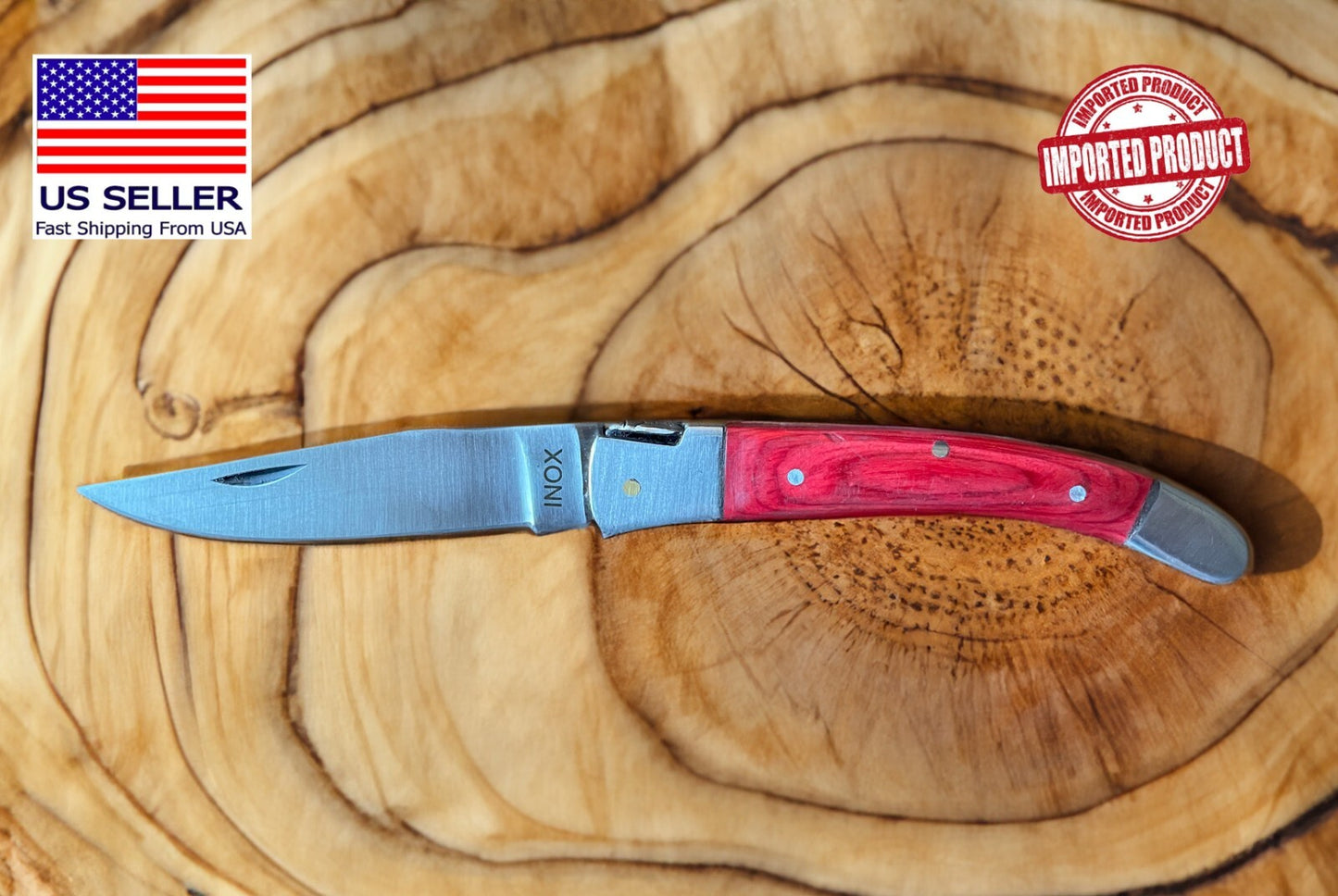 3.5” Spanish Navaja Pocket Knife Handmade Fly engraved Piston lock - USA Seller