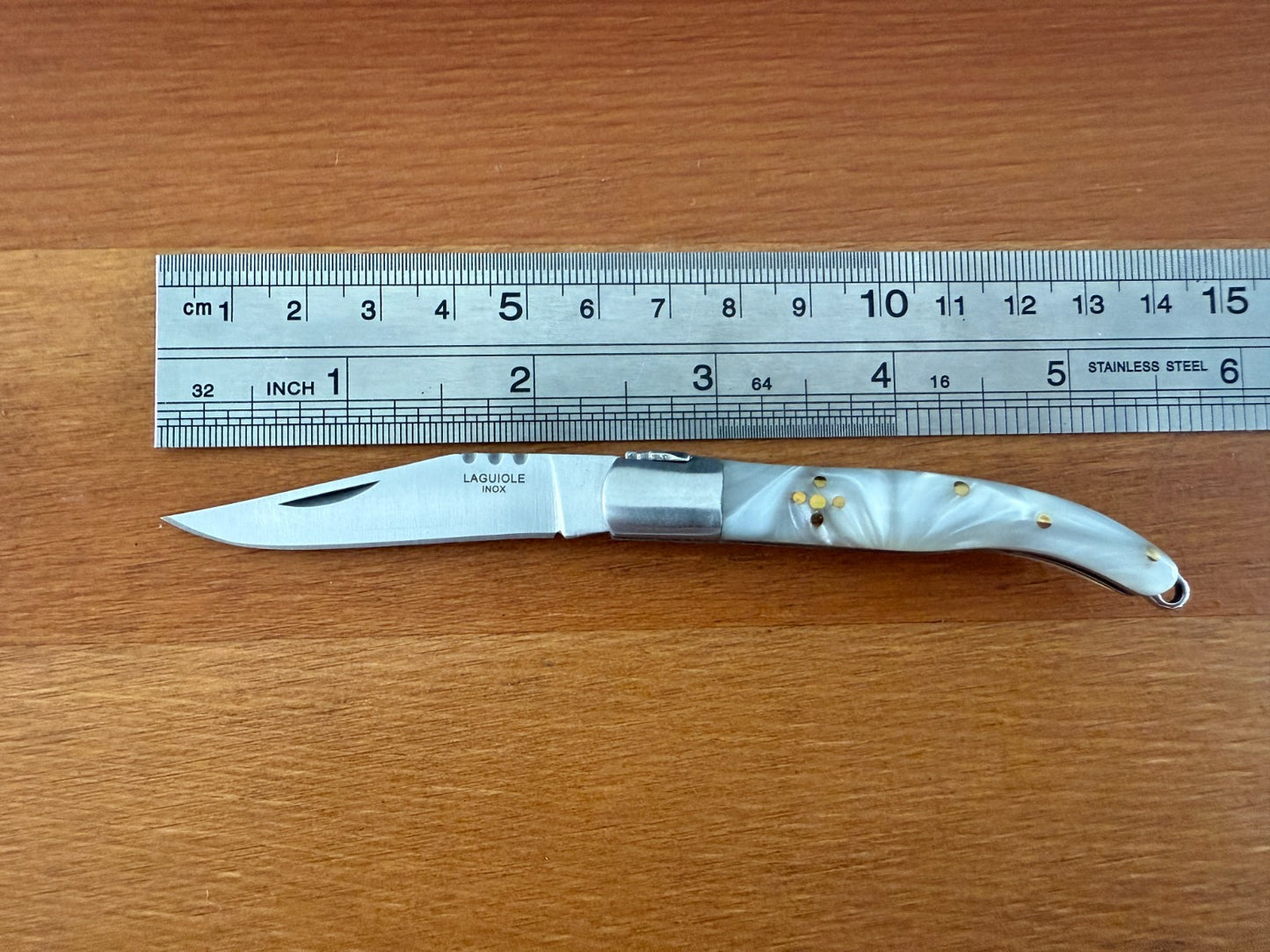 2.4” Stainless Steel Blade Navaja Laguiole Inox Nacre/Mother of Pearl Imitation