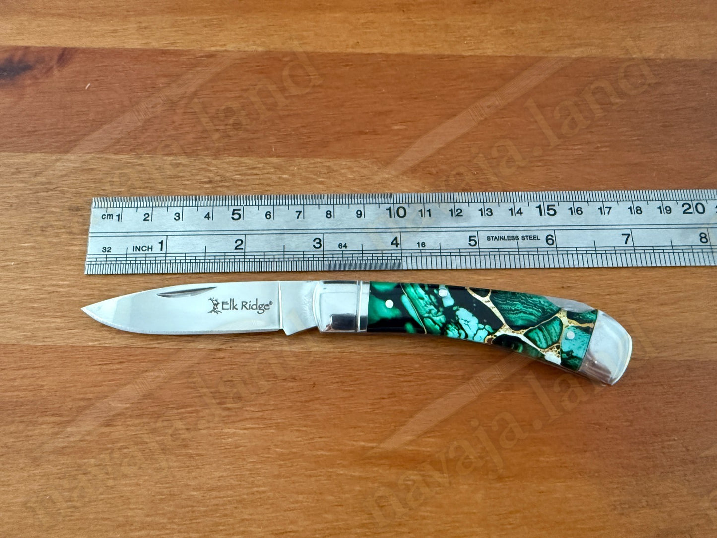 Elk Ridge Folding Knife 2.75" 3Cr13 Steel Blade Green Acrylic Handle Back Lock