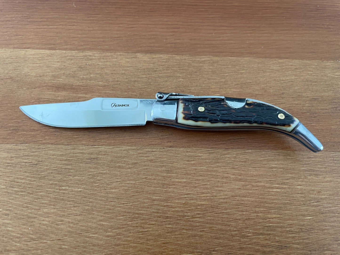 2.6" Stainless Spanish Navaja Teja Deer Antler Imitation Scales Billet Lock