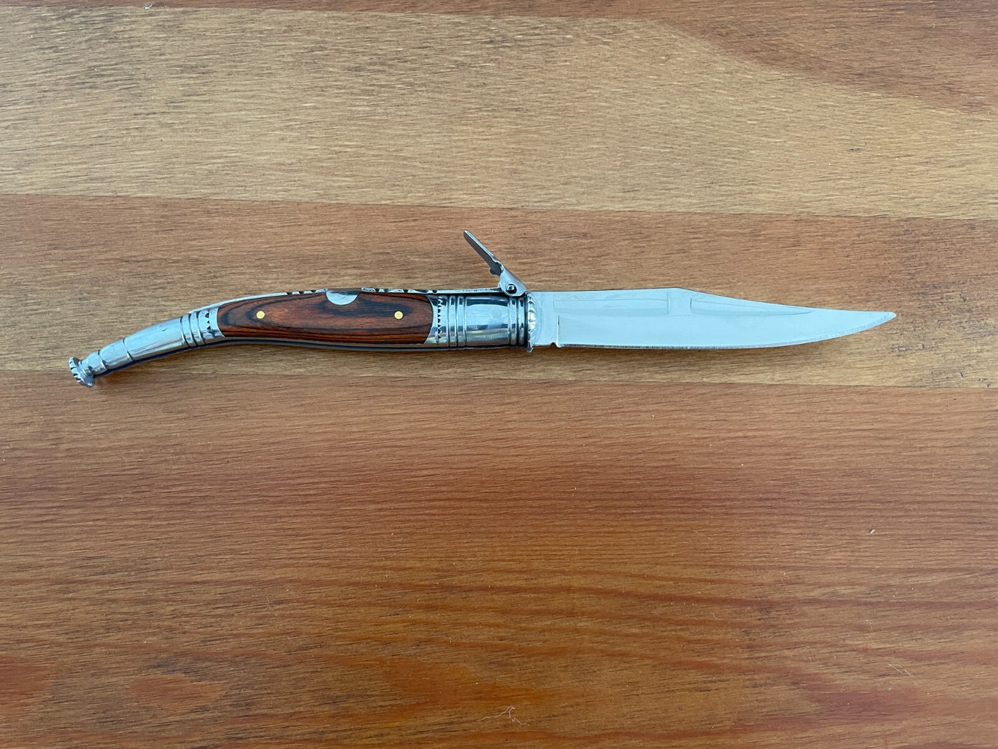 4.13” Spanish Navaja Serrana Folding Pocket Knife Red Stamina Wood Handle