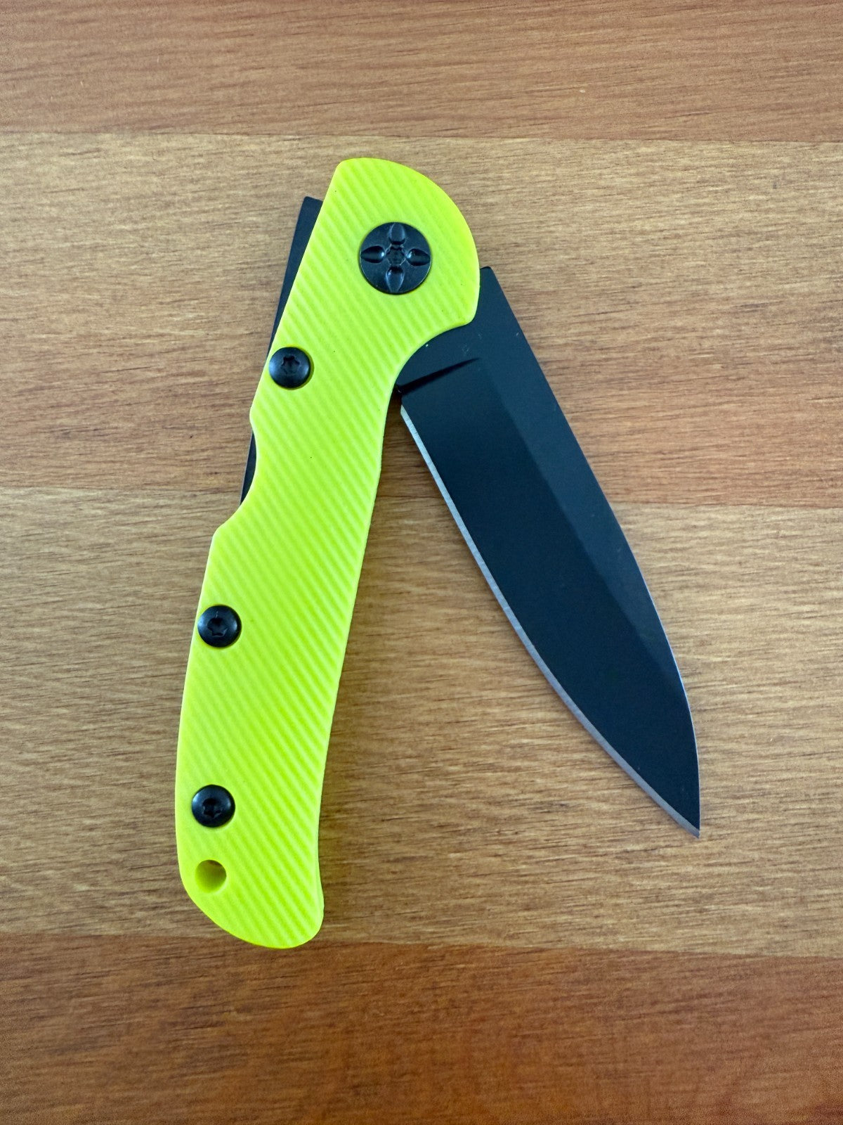 3.15" 420 Steel Blade Finished in Black - Yellow Nylon Fiber Handle Lightweight