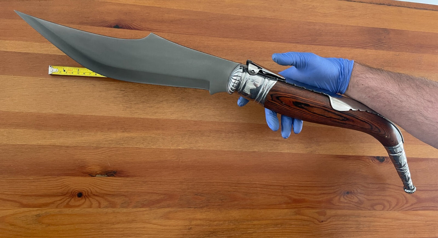 13.7" Gigantic Navaja Sevillana Folding Knife Red Wood Scales From Spain