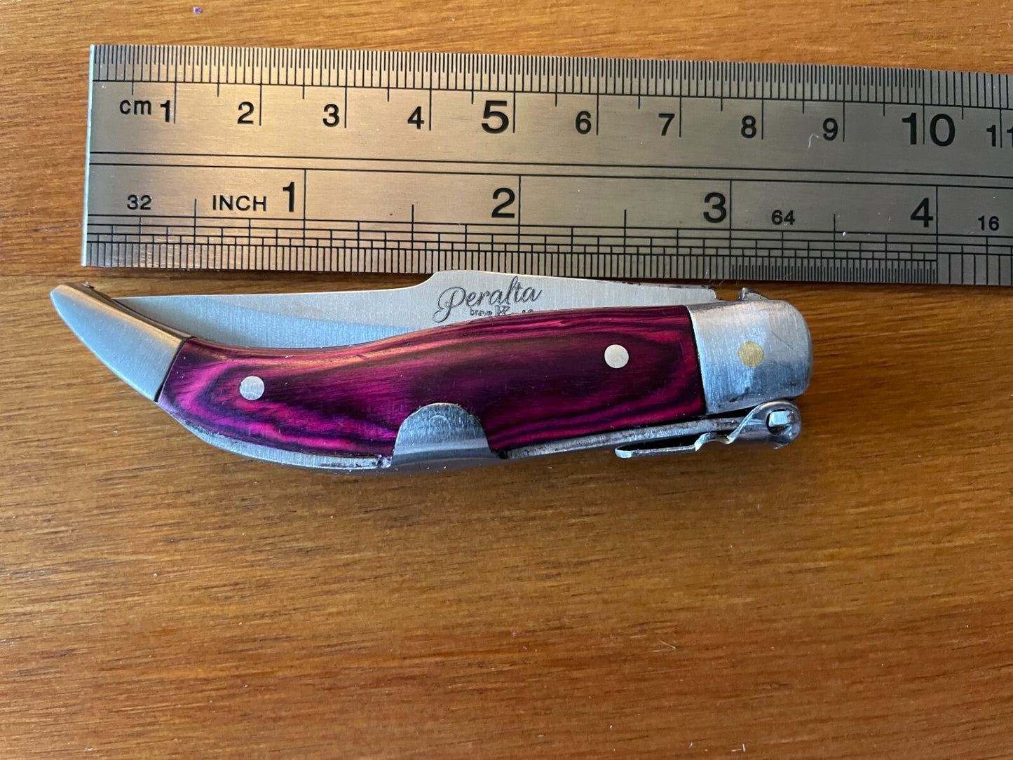 2.5” Spanish Navaja Teja Albacete Pocket Knife Purple Wood Scales - USA Seller