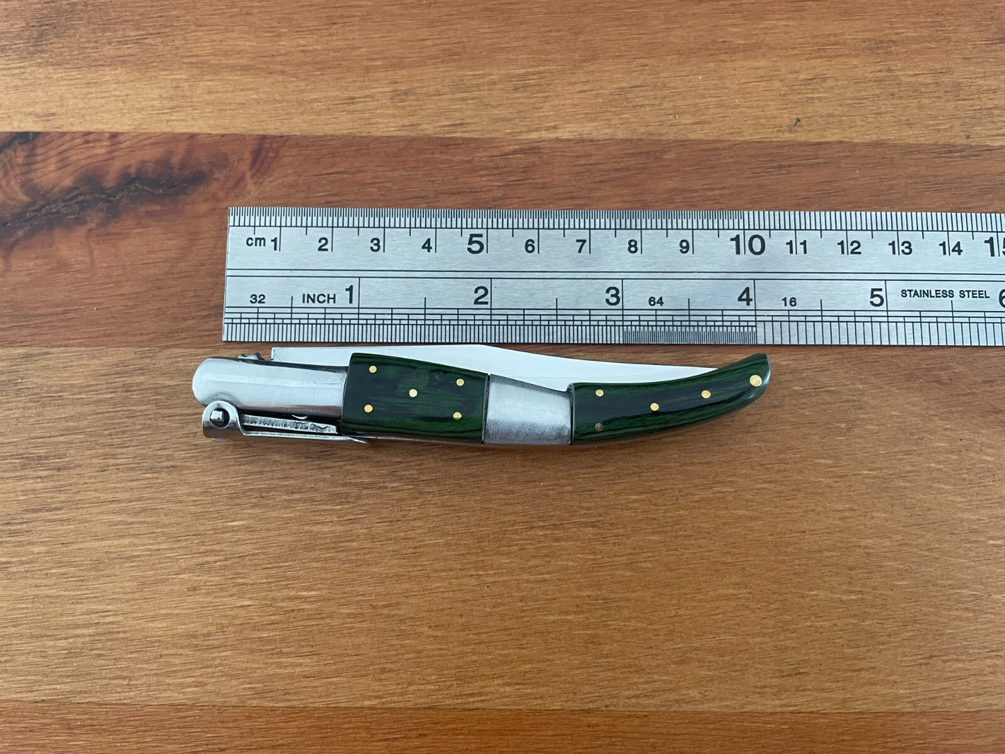 3.14" Arabian Folding Pocket Knife Green Wood Scales Navaja Handcrafted in Spain