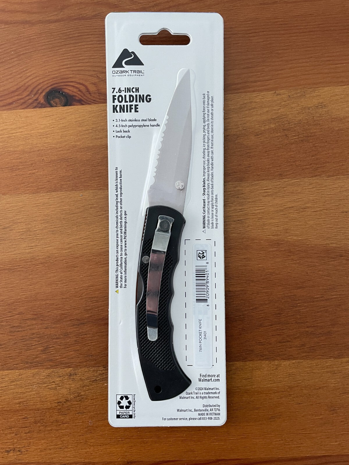 Ozark Trail 7.6-inch Full Length Folding Pocket Knife 3.1-inch Stainless Steel