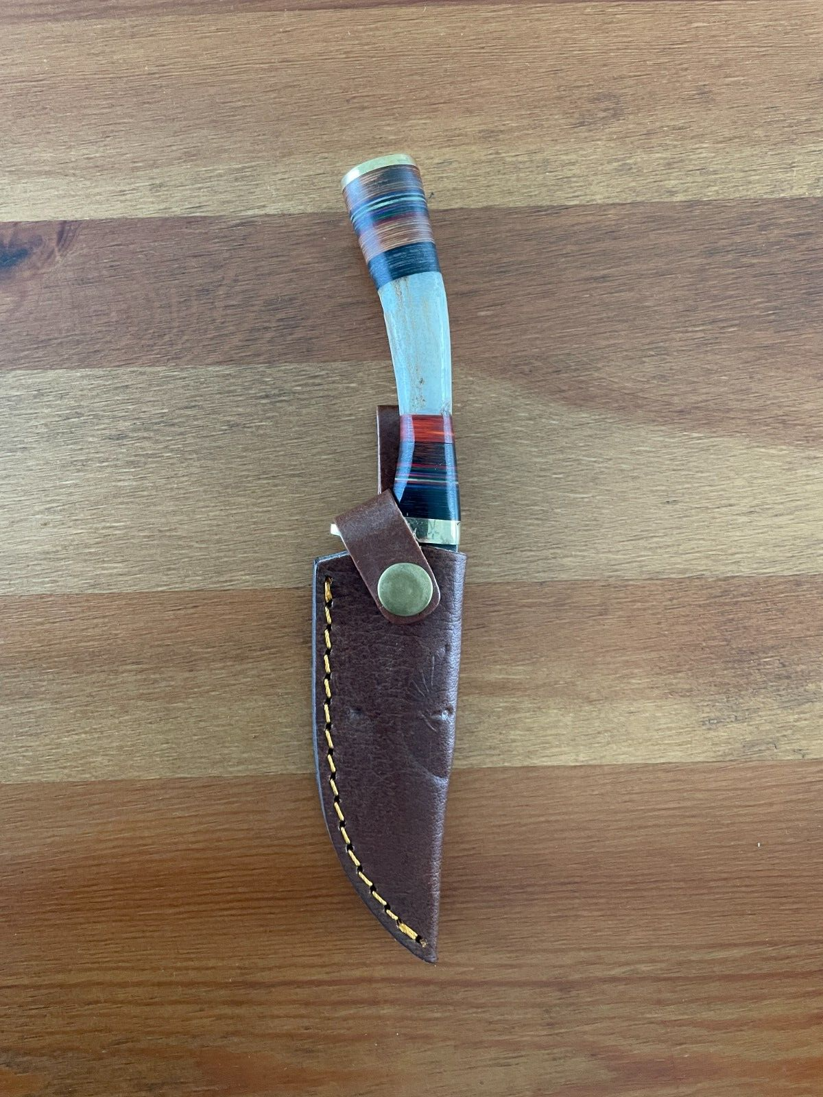 3.9 in. Handmade Damascus Steel Skinner Knife Leather Sheath Included