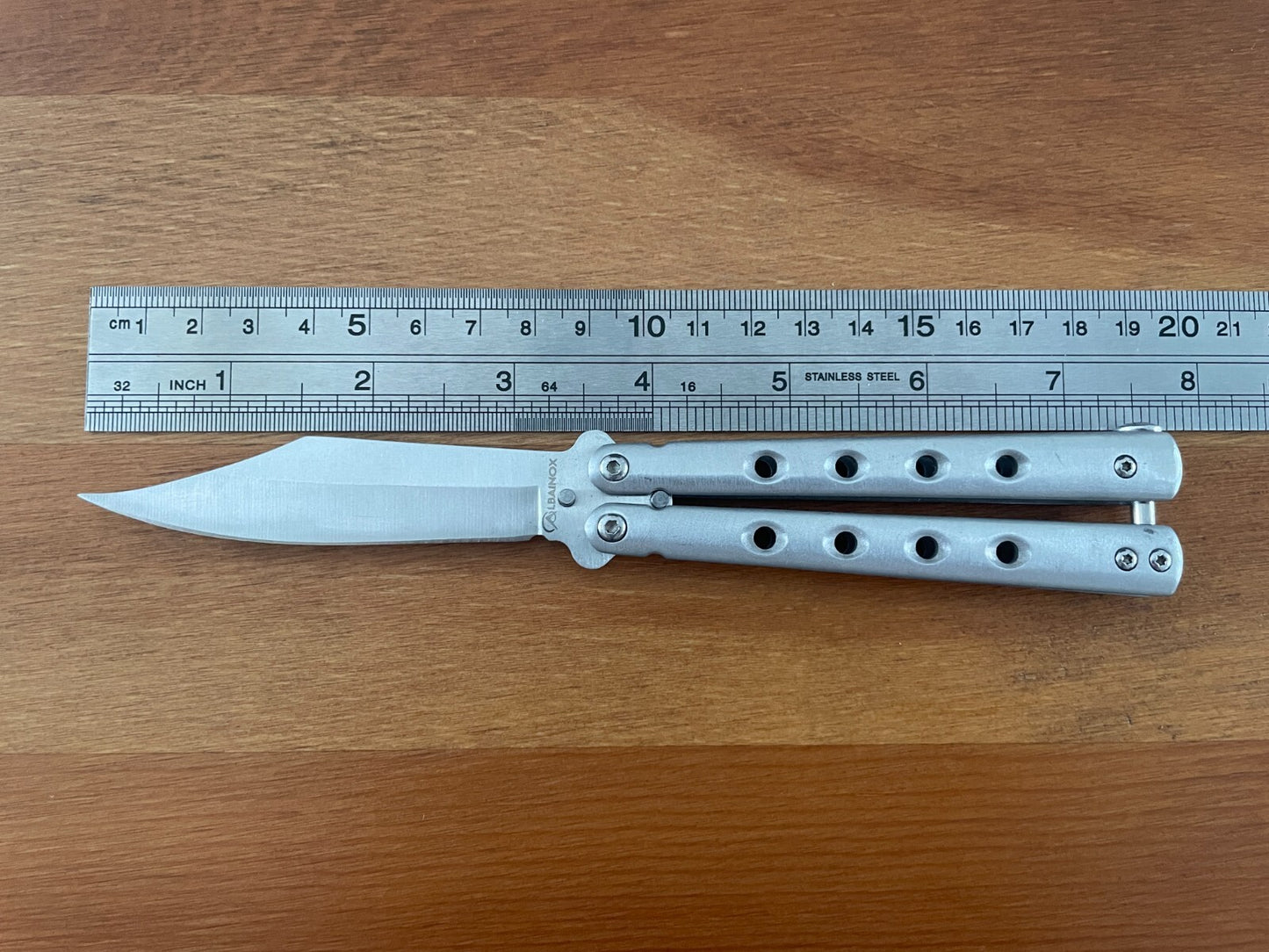 3.5" Stainless Steel Satin Blade Folding Pocket Knife Steel Handle with Holes