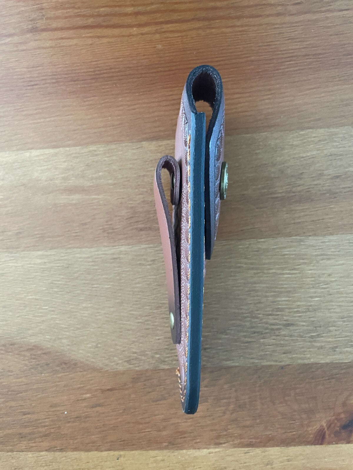 4.4 in. Brown Leather Pocket Knife Sheath with Belt Holder Hand Made Spain