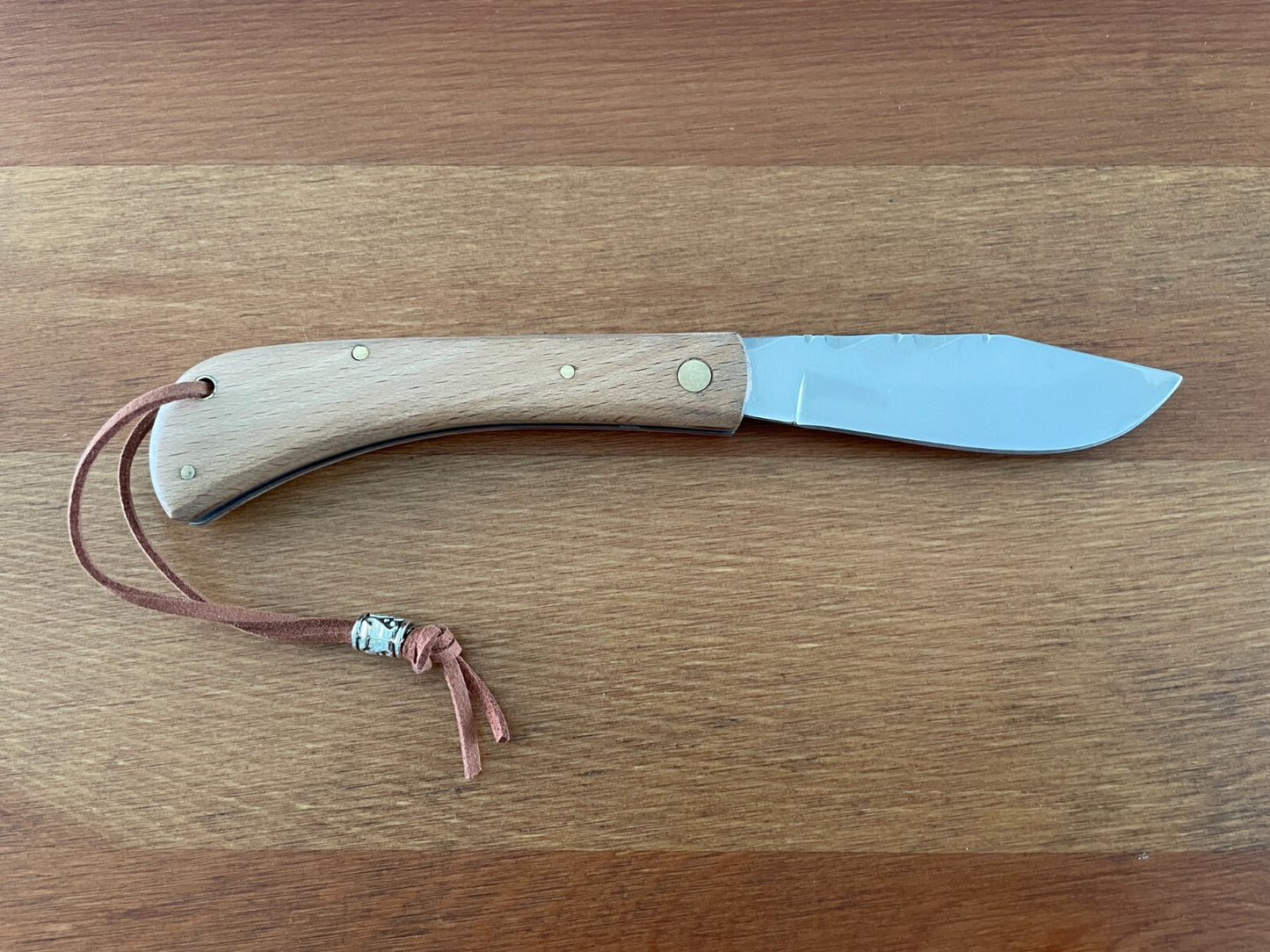 3” Stainless Steel Navaja Folding Knife Wood Handle With Cord Slipjoint / Spain