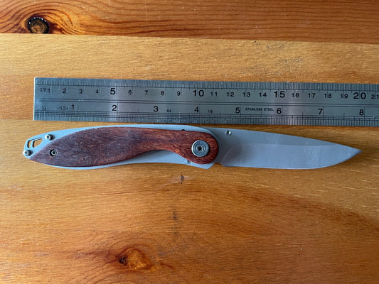 Spanish Navaja 3.14" Tactical Pocket Knife Stainless 3CR13 Brown Wood US Seller