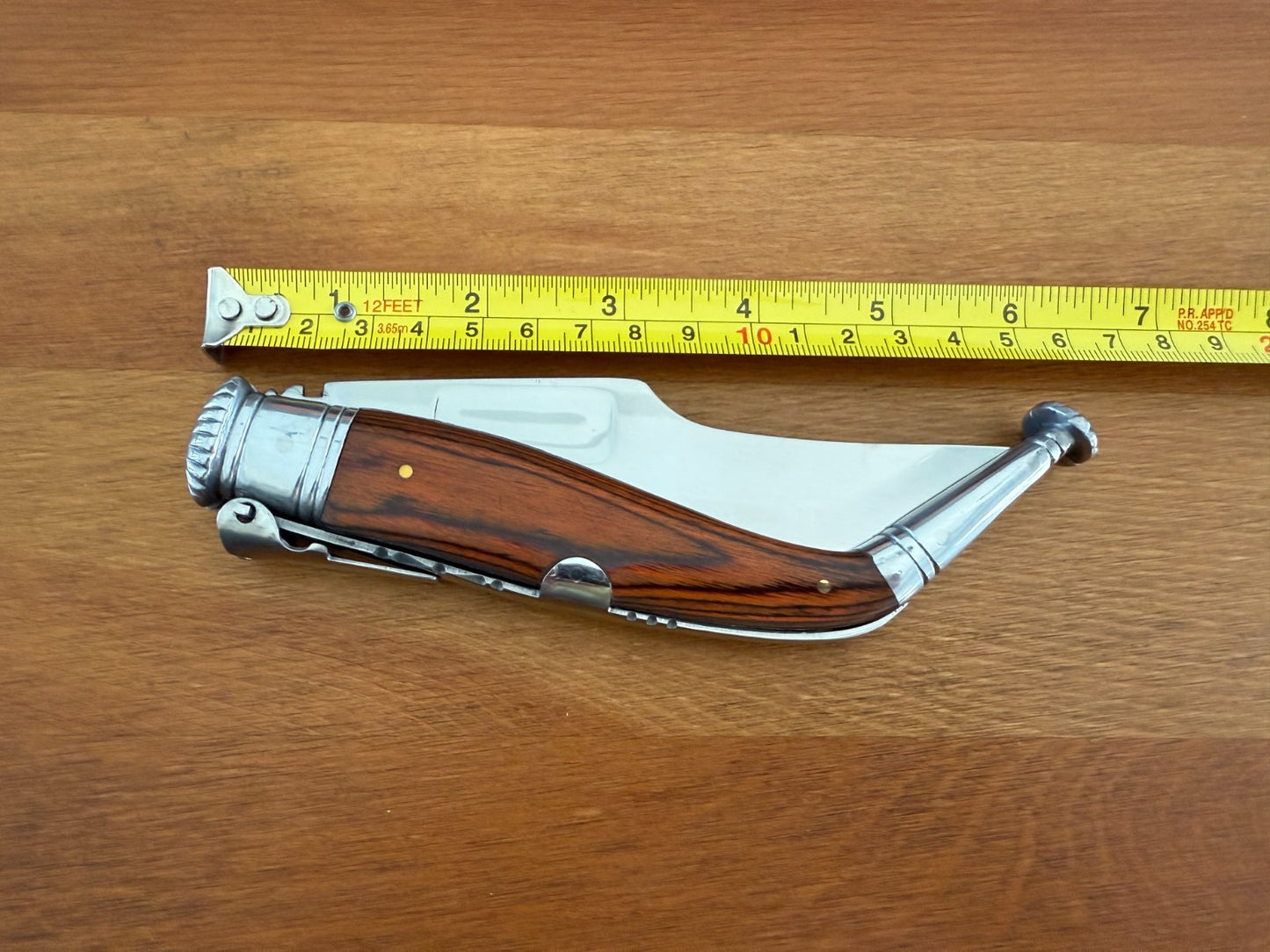 4.5” Spanish Navaja Jerezana Folding Knife Red Stamina Wood Scales With Ratchet