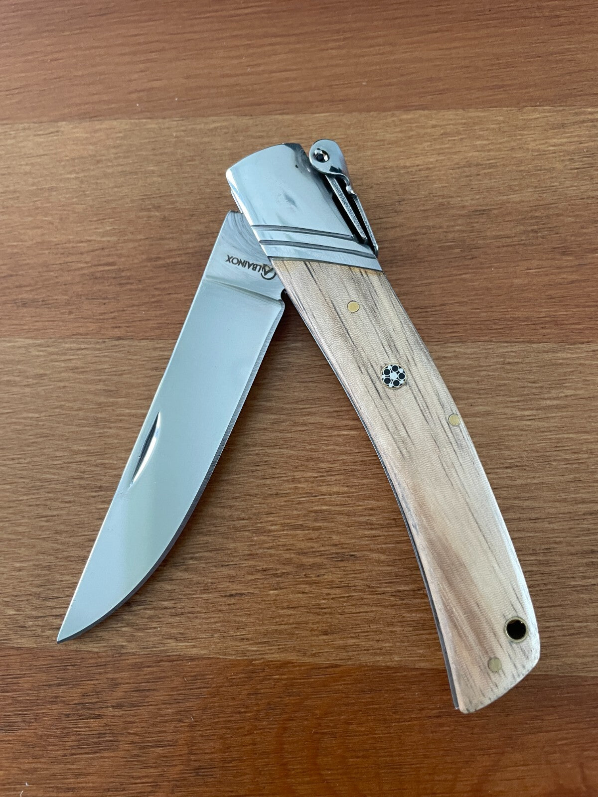3.54" Spanish Navaja Pocket Knife Zebra Wood Scales With Ratchet & Billet Lock