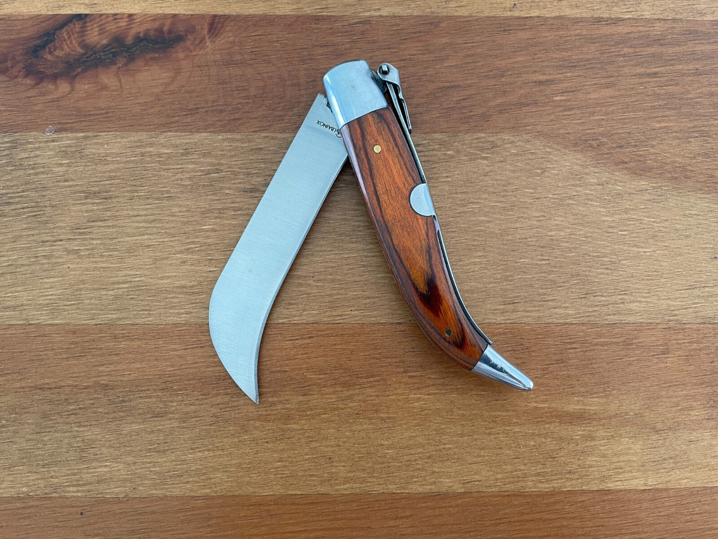 3.7" Hawkbill Skinning Tranchete Spanish Navaja Teja Pocket Knife Stainless
