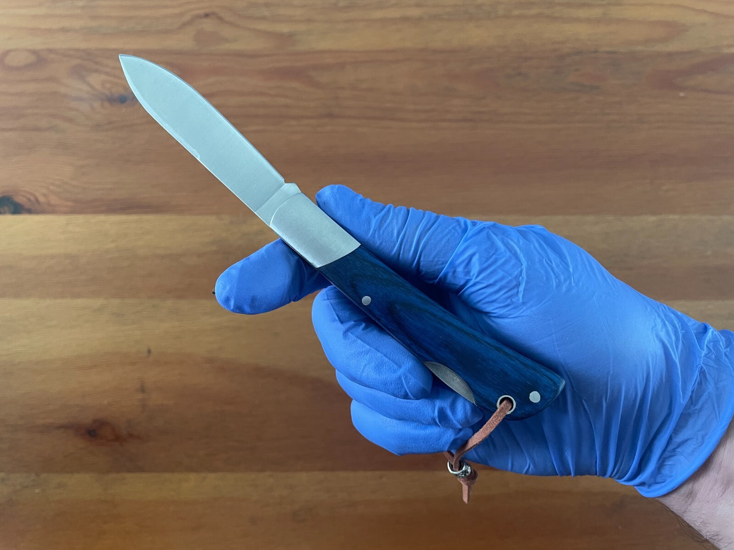 3.15" Steel Navaja Pocket Knife Sailor / Marinera Blue Stamina Wood Handle