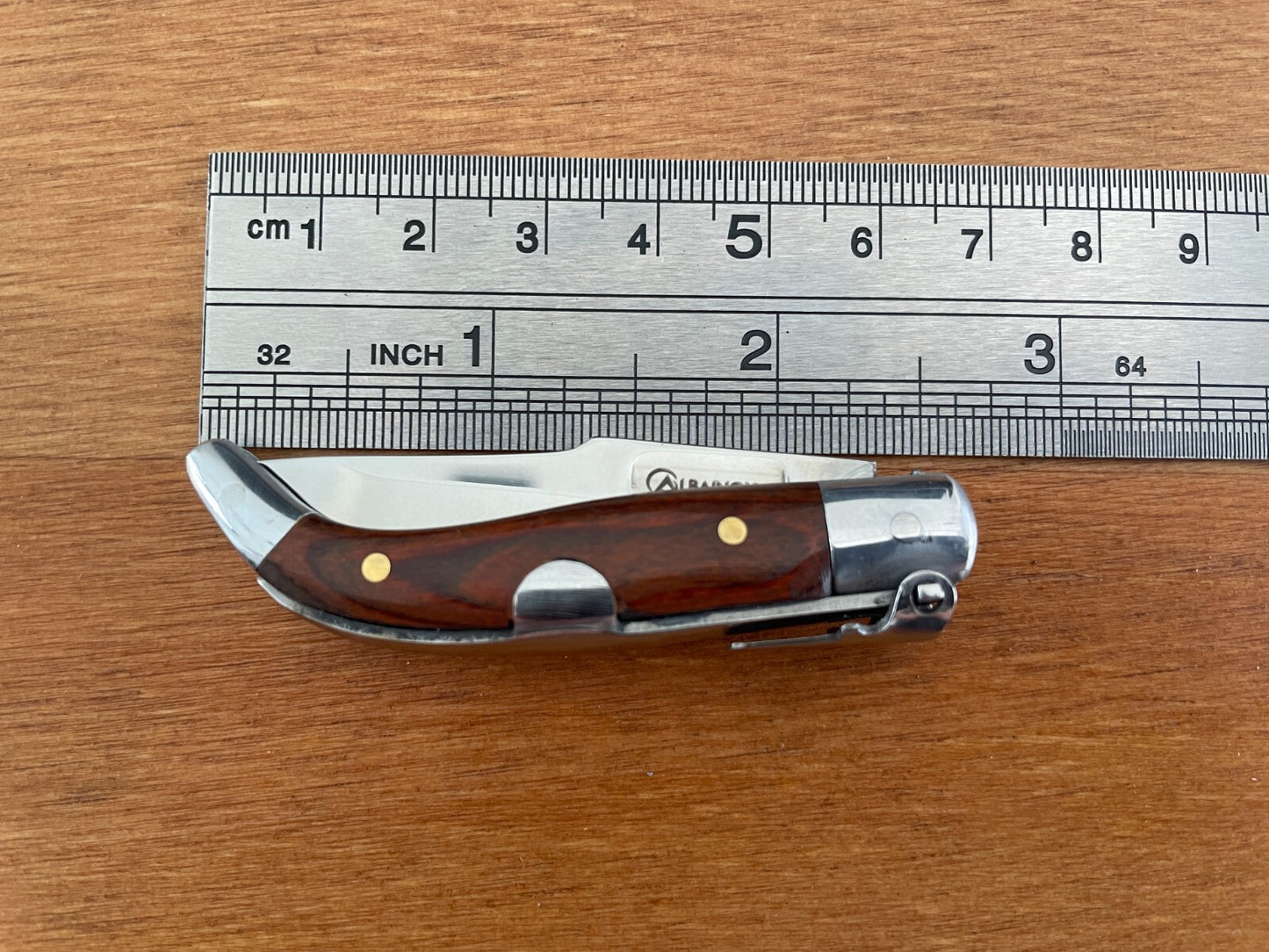 2” Spanish Navaja Teja Albacete Pocket Knife Red Stamina Wood Scales - US Seller