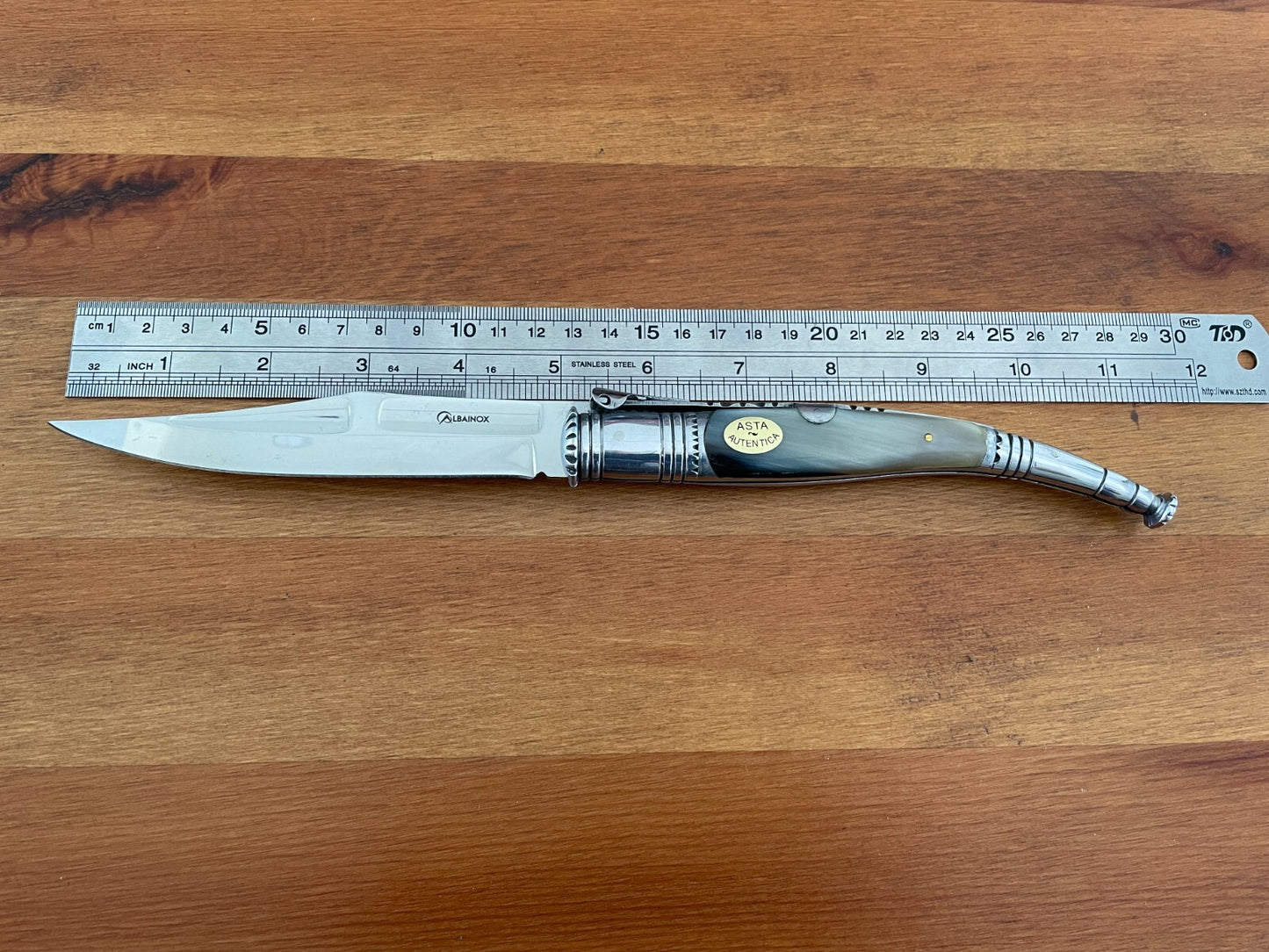 5” Spanish Navaja Serrana Folding Pocket Knife Real Bullhorn Handle US Seller