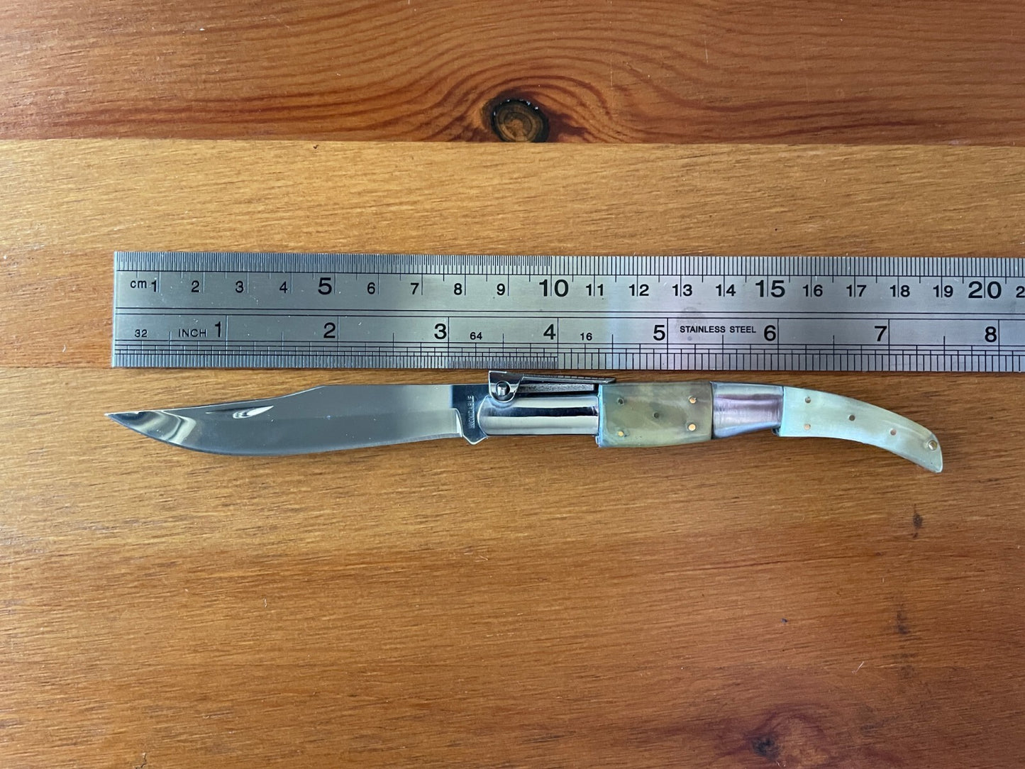 3.14" Arabian Style Navaja Folding Pocket Knife Bull Horn Scales Ratchet System