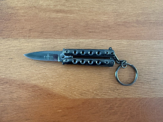 Keychain Mini Folding Knife Black Stainless Steel Handle & Blade From Spain