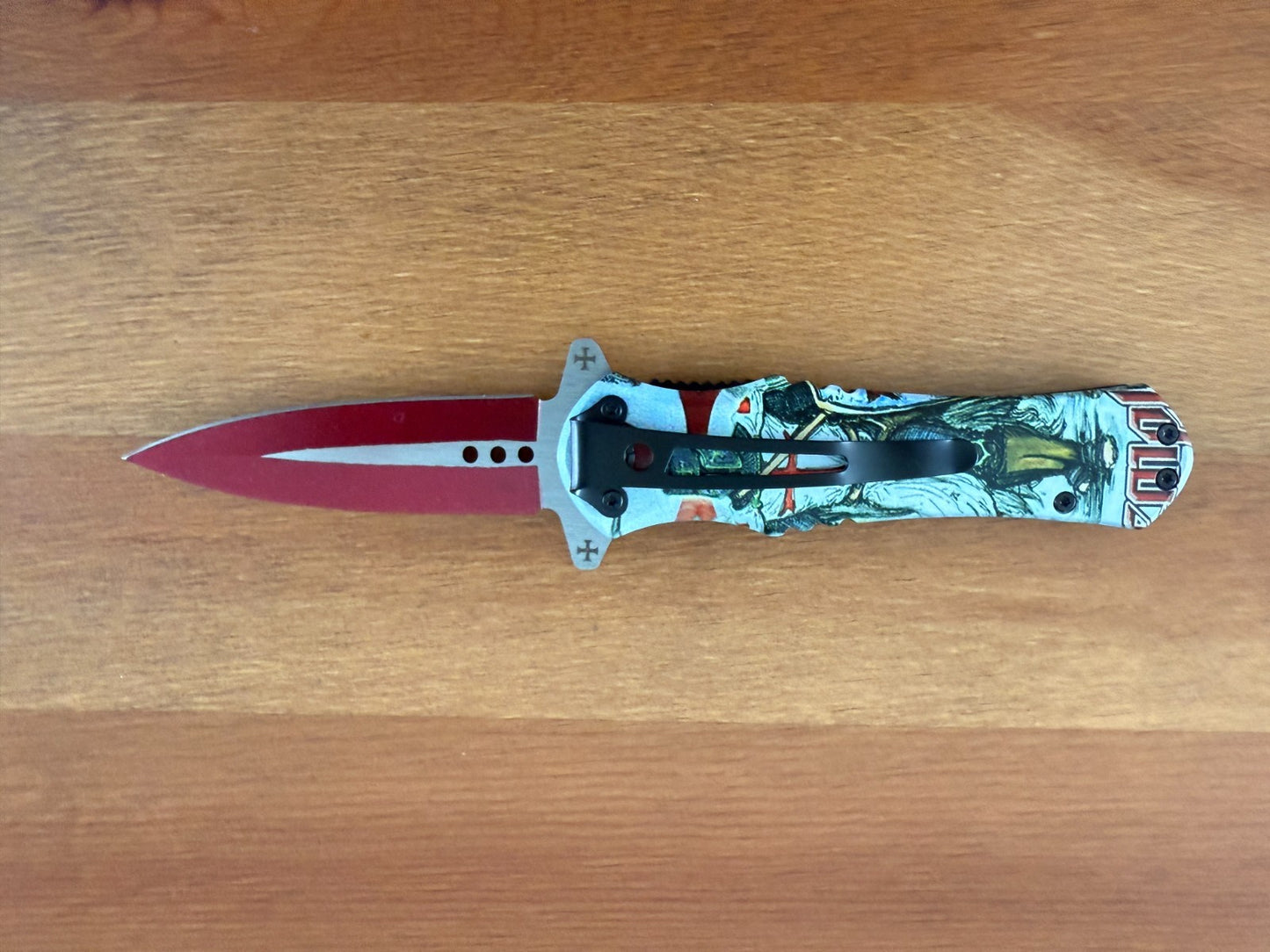 3.3 " / 8,5 CM - BLADE LENGHT FOLDING KNIFE TEMPLAR KNIGHT DRAWING HANDLE