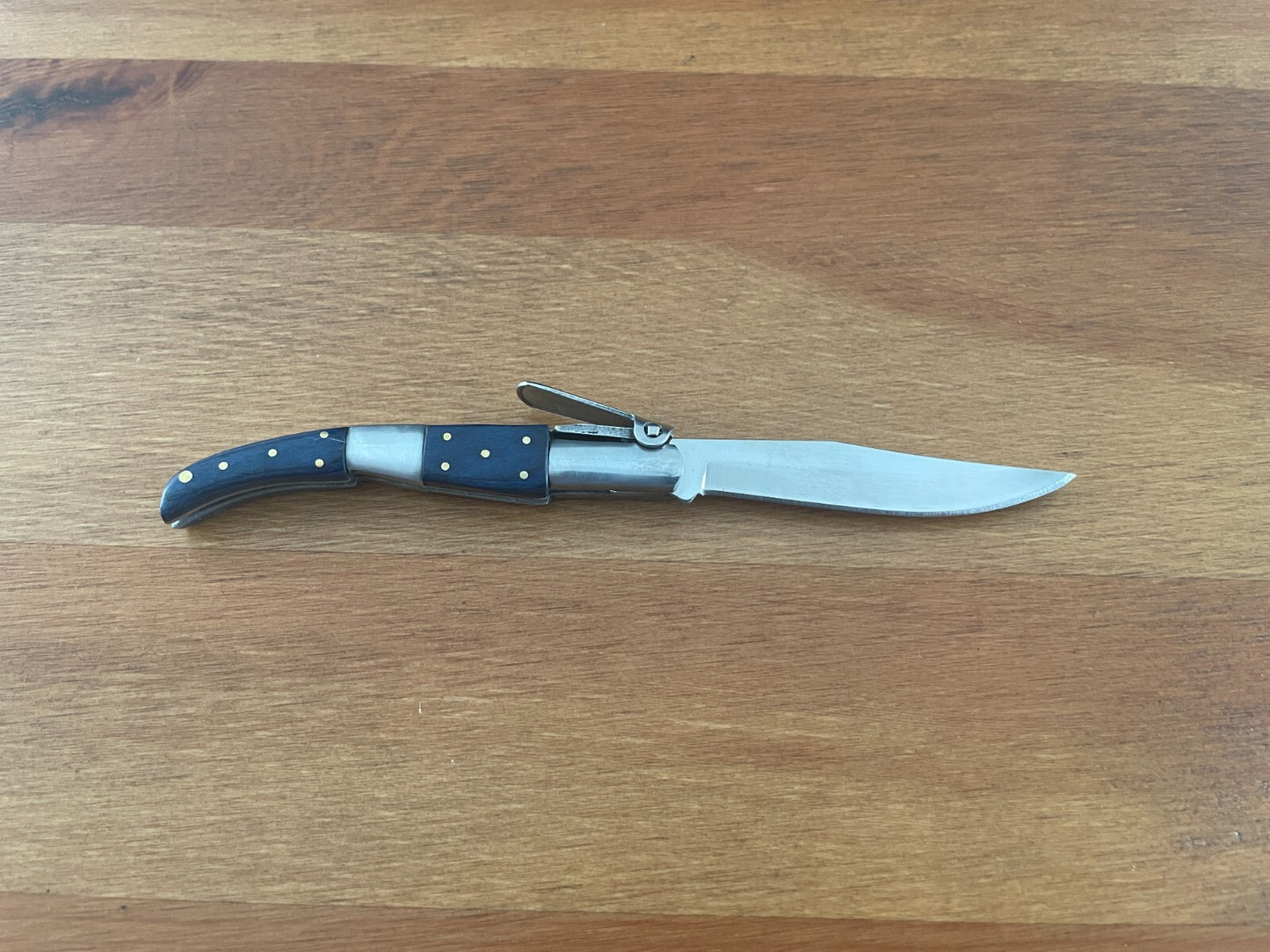 2.75” Arabian Style Navaja Folding Pocket Knife Blue Wood and Steel Handle
