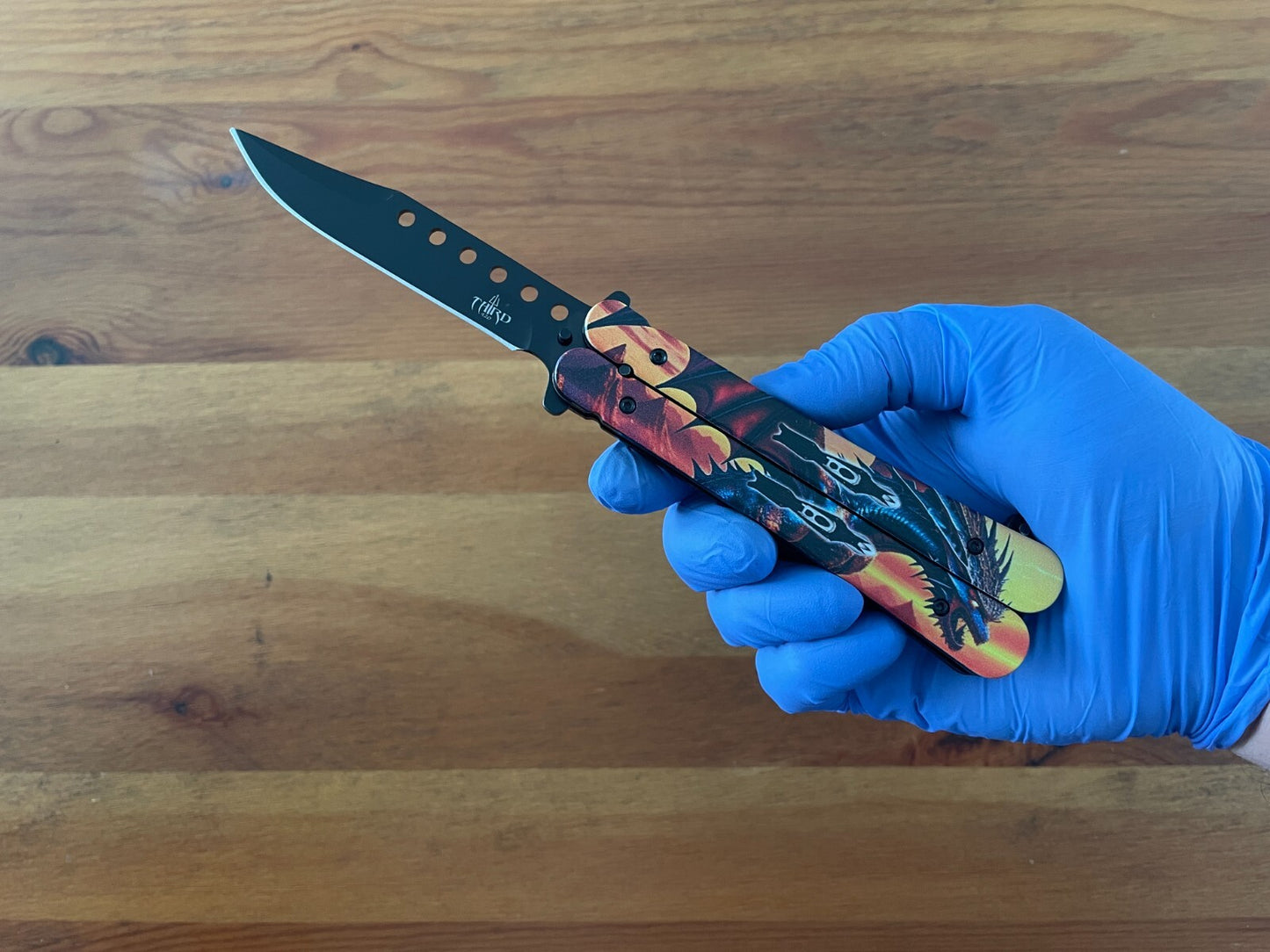 3.6" 420 Steel Black Finish Folding Pocket Knife Dragon Handle 3D Printed