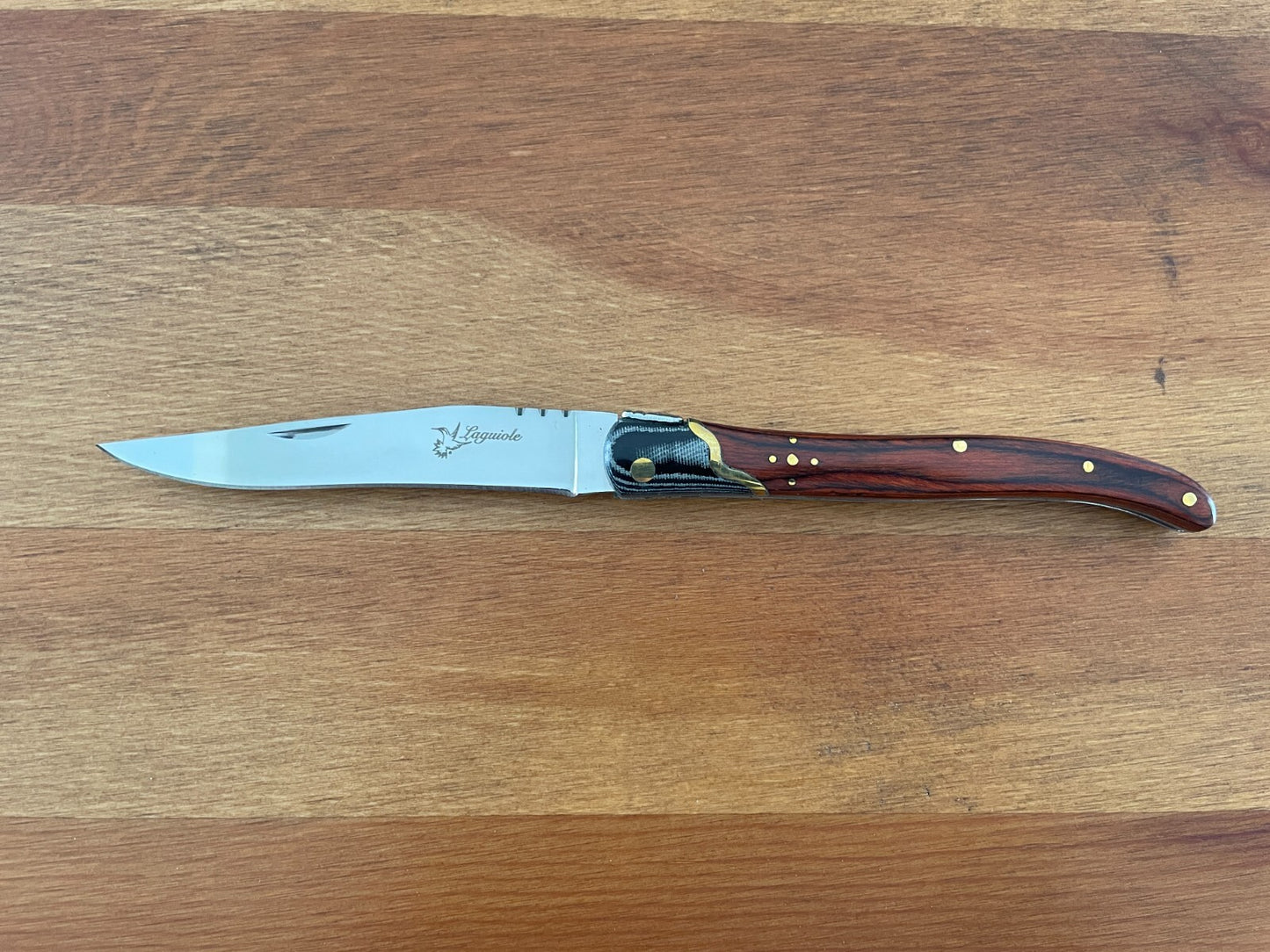 3.74” Navaja Laguiole Folding Pocket Knife Red Stamina/Mikarta Handle Slipjoint