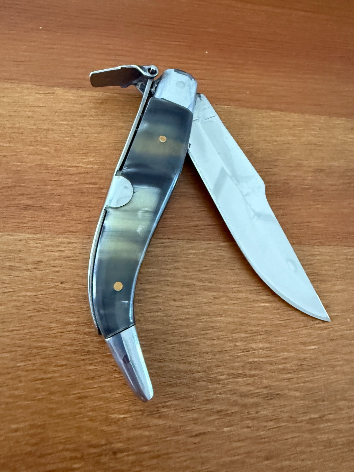 3.2" Spanish Navaja Teja Albacete Folding Pocket Knife Genuine Bull Horn Scales