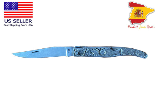 3.8" Spanish Navaja Pocket Knife Decorated Handle From Spain - USA Seller