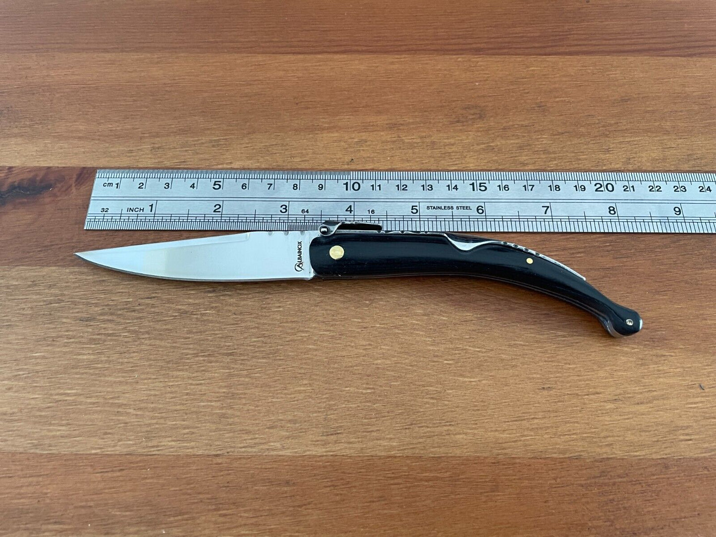 3.34 in. Spanish Navaja Pocket Knife Black Stamina Wood Handle From Spain