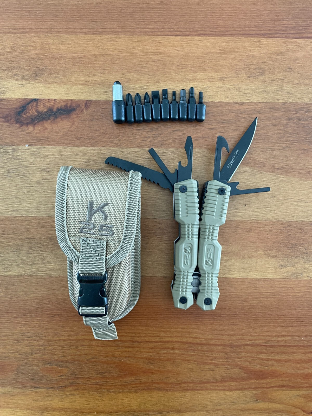K25 Tactical Multi-Tool Pliers with Sheath and Various Screwdriver Bits