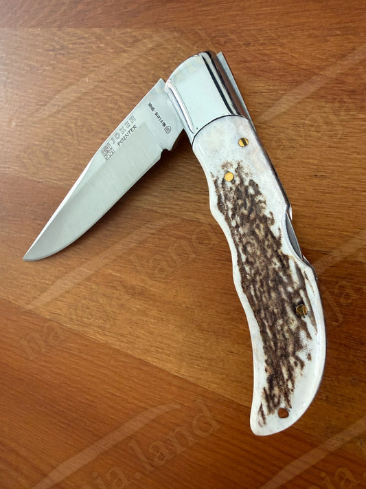 3.54” Joker Pointer Camping Folding Knife (Deer Antler Handle) Handmade in Spain