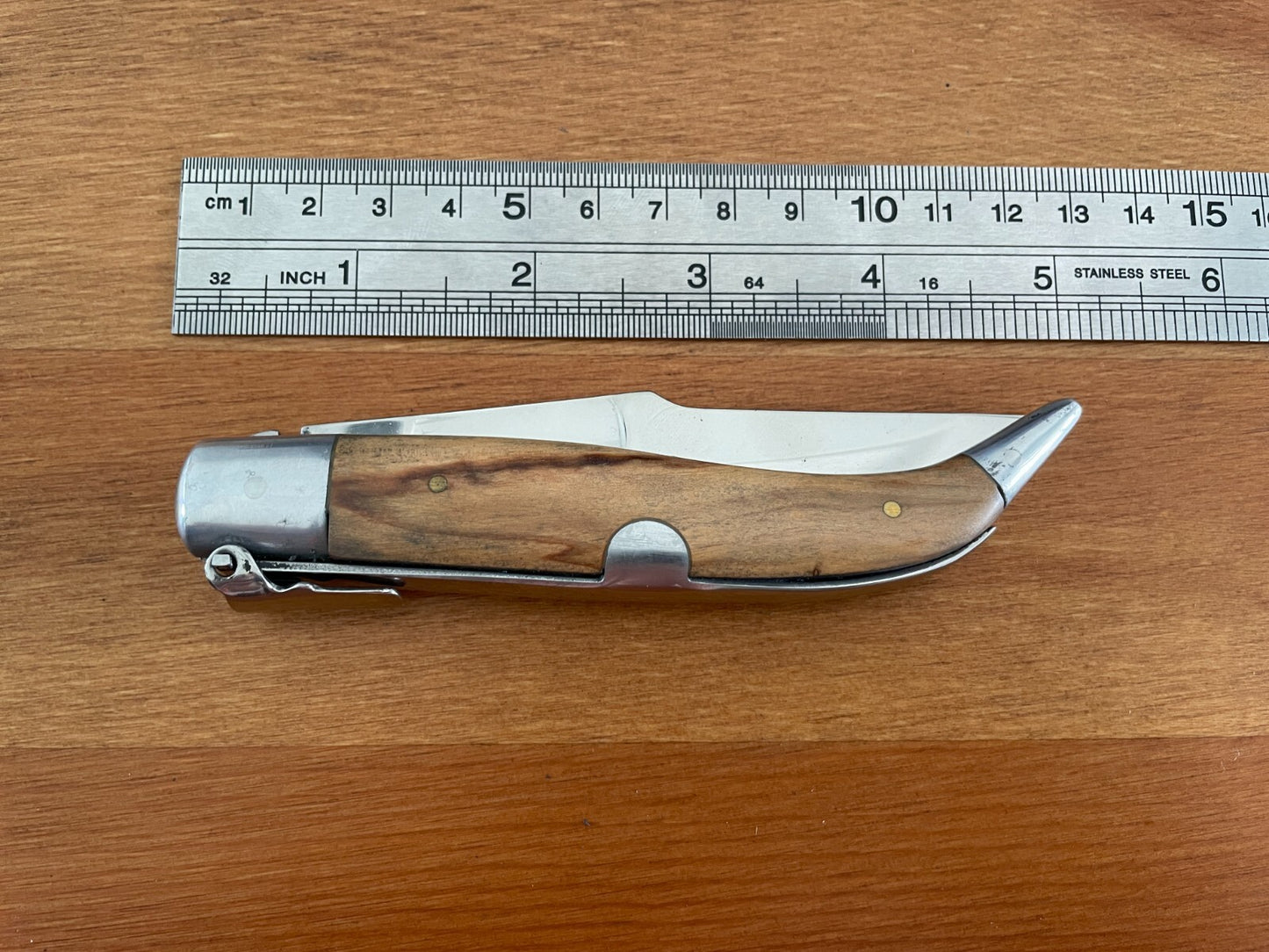 3.6" Spanish Navaja Teja Albacete Pocket Knife Olivo Wood Scales - US Seller