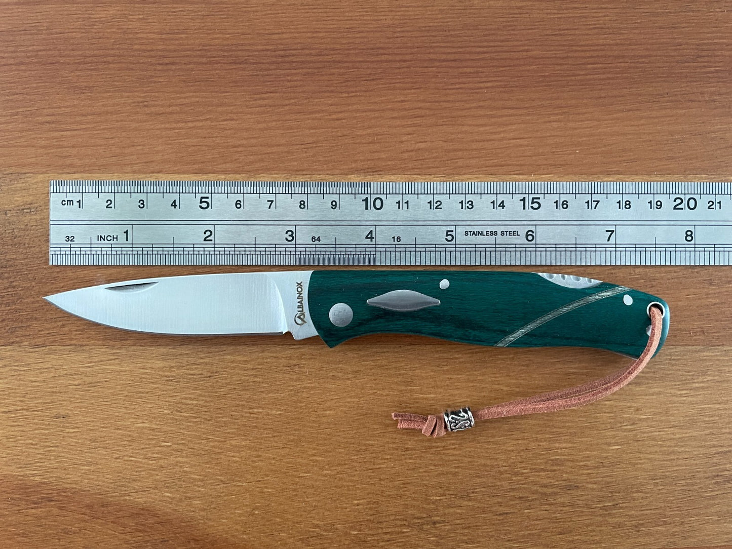 3.15" Stainless Steel Spanish Navaja Pocket Knife Green Stamina Wood Scales