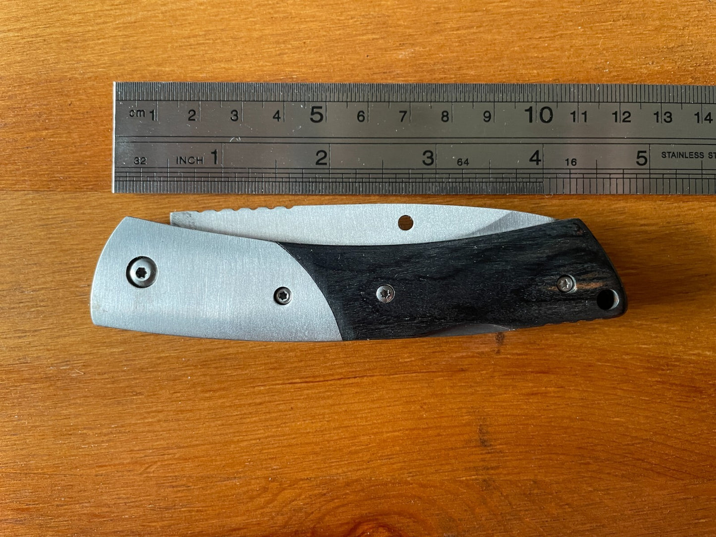 3.14" Tactical Knife Stainless Steel 3CR13 Wood Scales From Spain