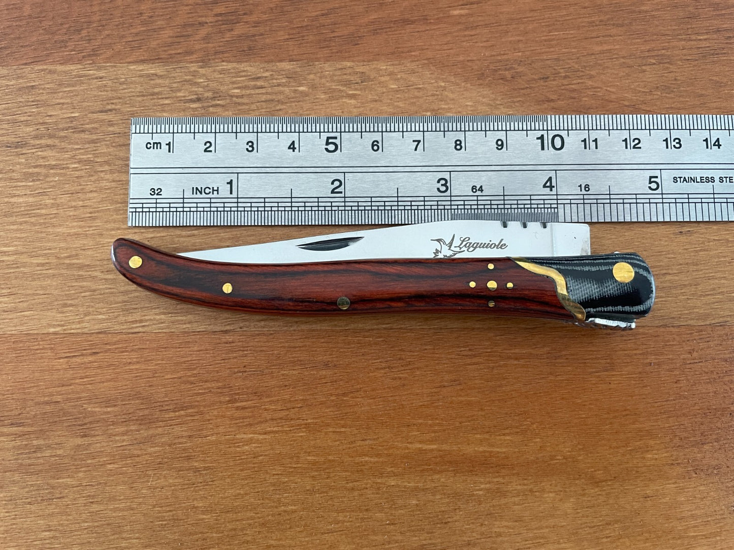 3.74” Navaja Laguiole Folding Pocket Knife Red Stamina/Mikarta Handle Slipjoint