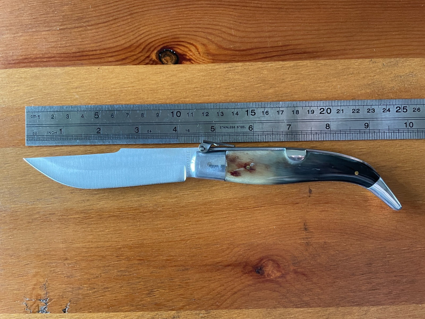 4.3" Spanish Navaja Pocket Knife Bull Horn Scales From Albacete - USA Seller