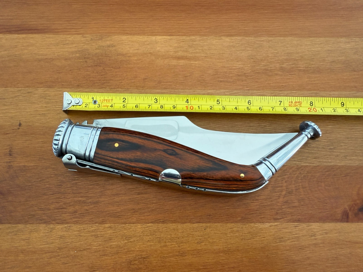 5.7” Spanish Navaja Jerezana Folding Knife Red Stamina Wood Scales With Ratchet