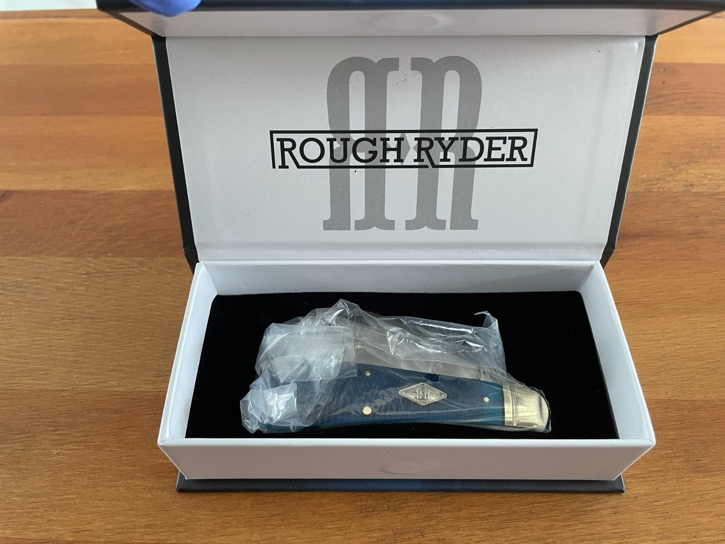 Rough Ryder Black and Blue Hawkbill Blade Folding Pocket Knife RR2121