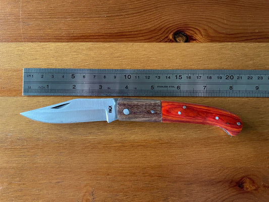 Pocket Knife 3.5” Stainless Steel Two Colors Wood Handle Made in Spain